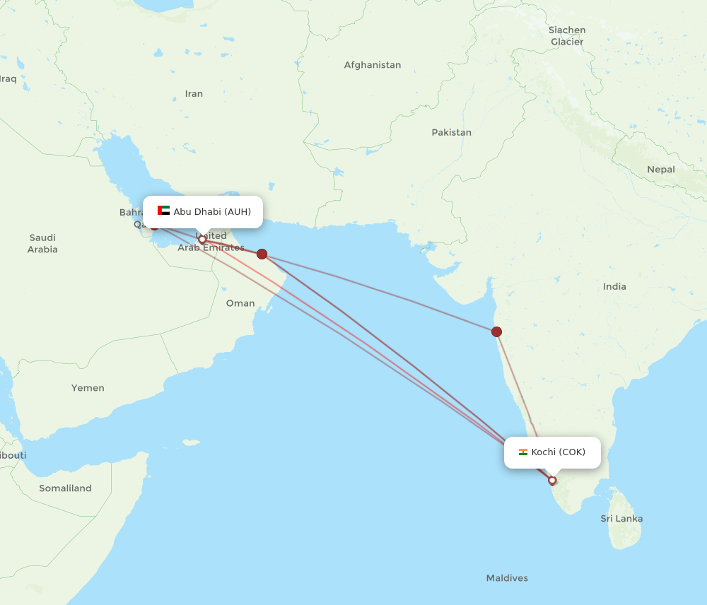 COK-AUH flight routes