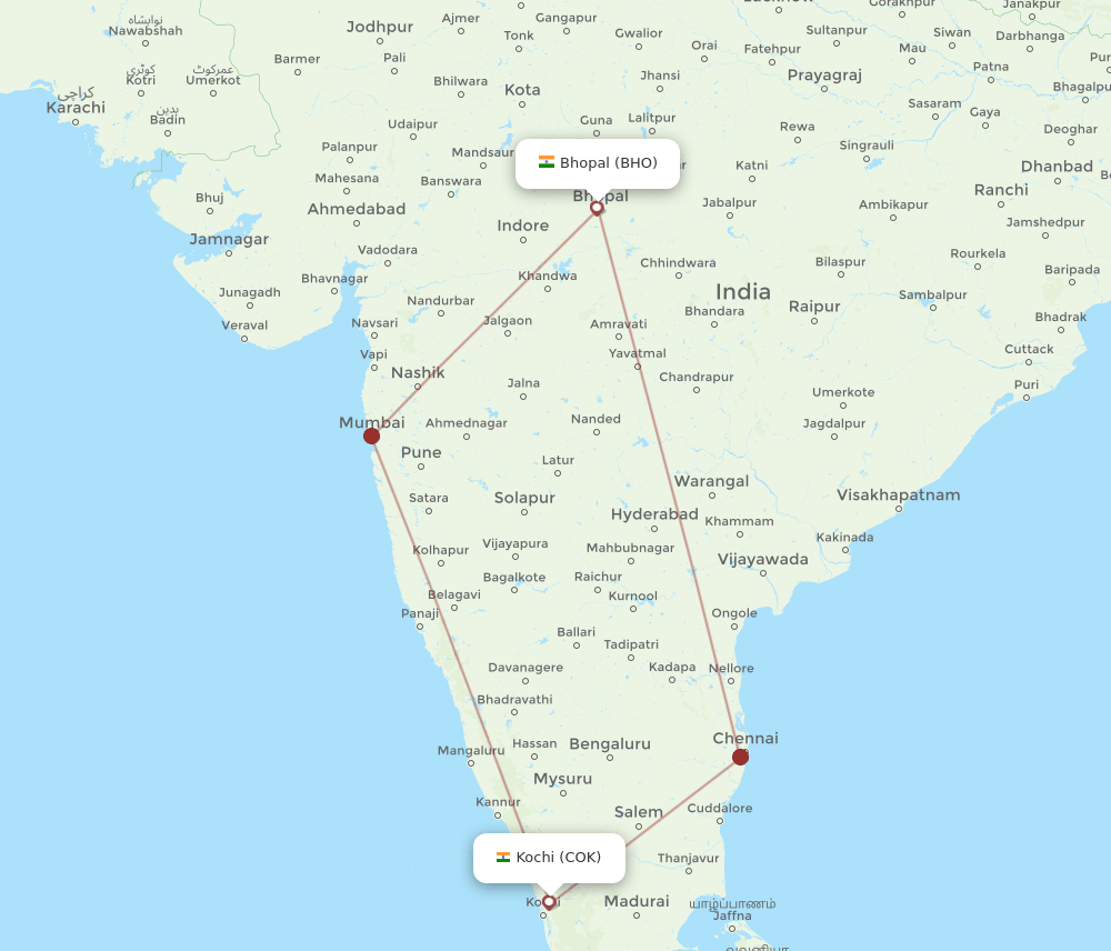 COK-BHO flight routes