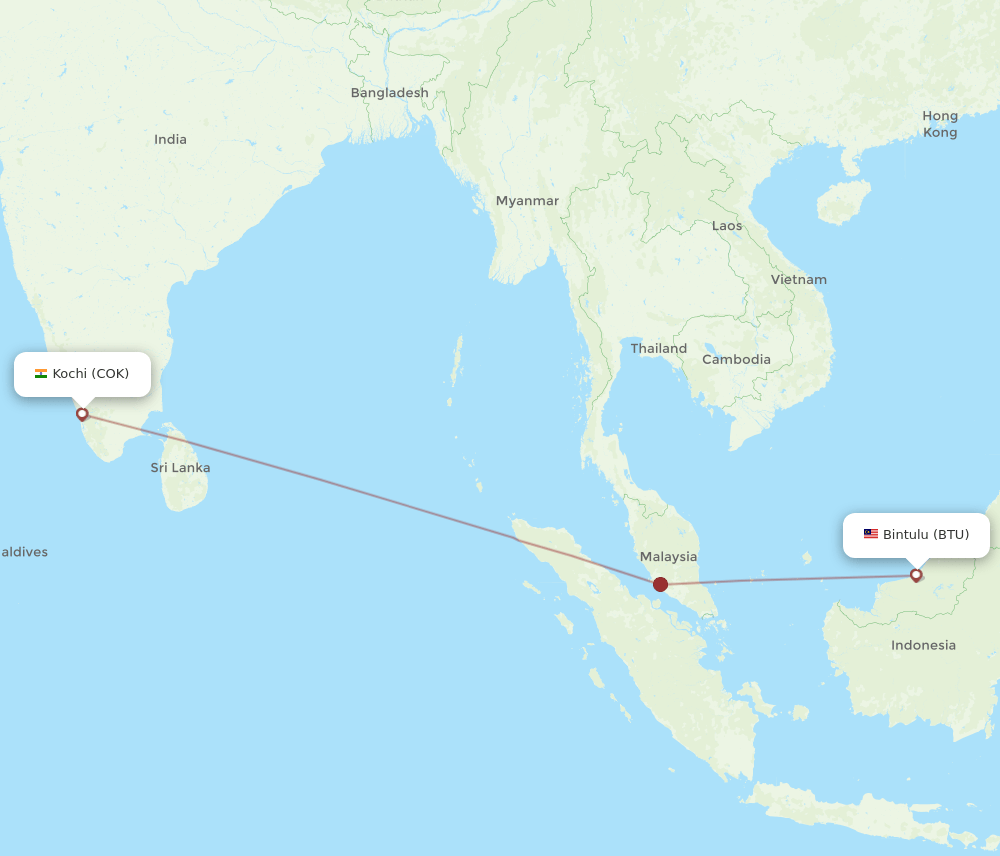 COK-BTU flight routes