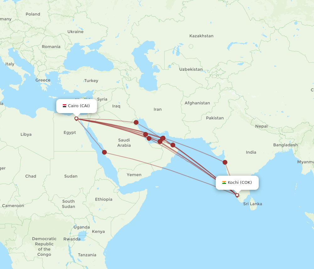 COK-CAI flight routes