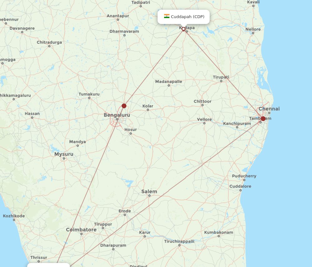 COK to CDP flights and routes map