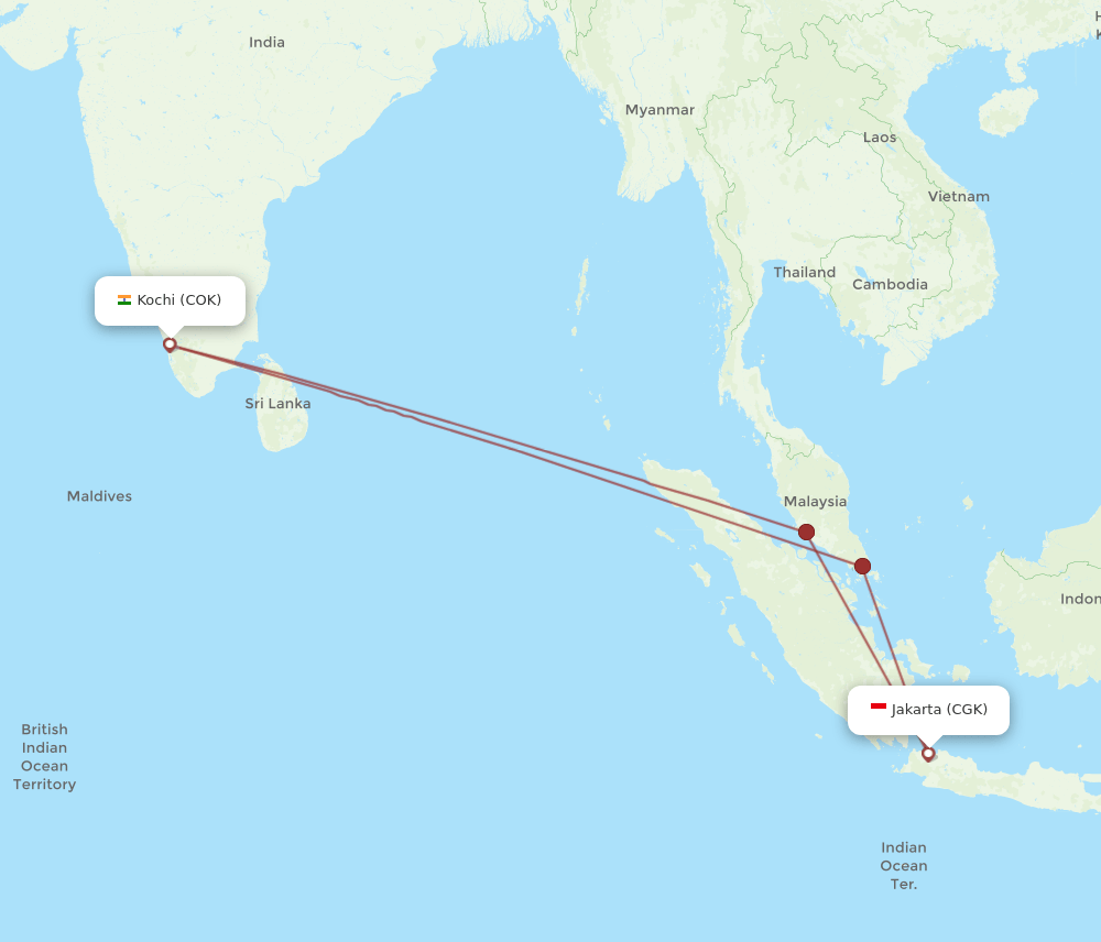 COK-CGK flight routes