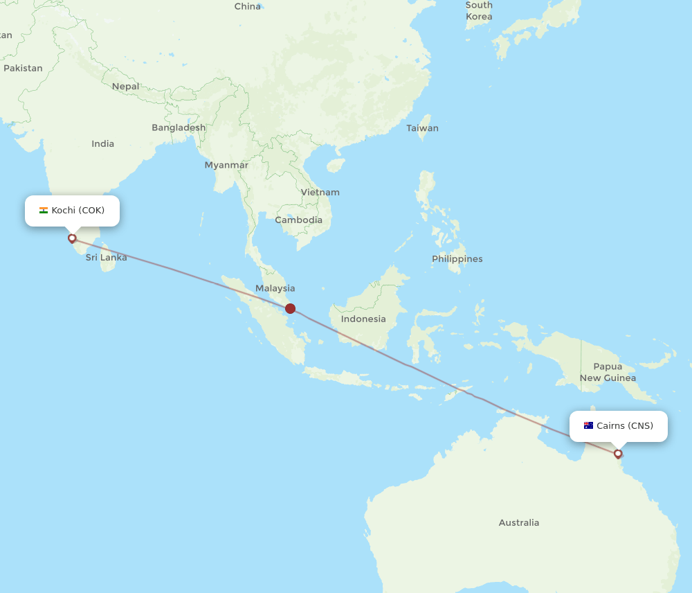 COK-CNS flight routes
