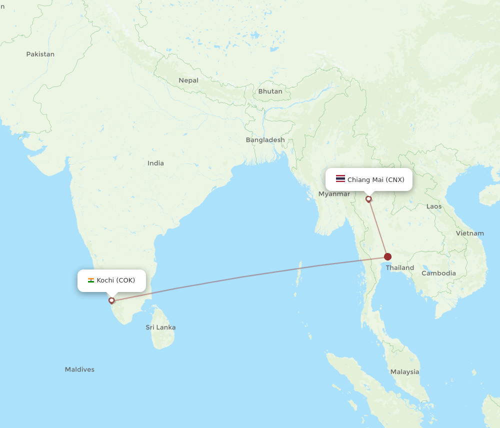 COK-CNX flight routes