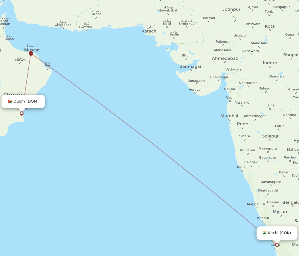 COK-DQM flight routes