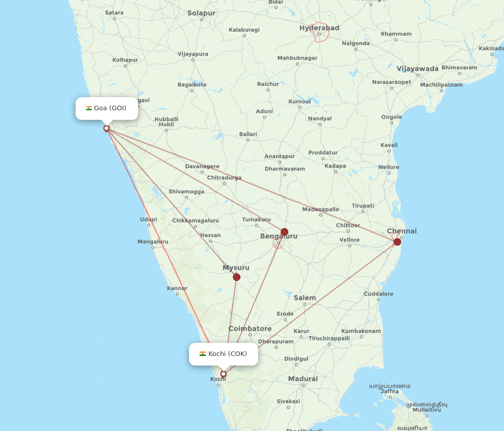 COK-GOI flight routes