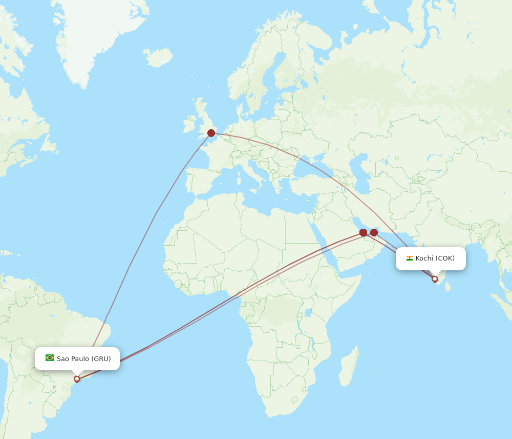 COK-GRU flight routes