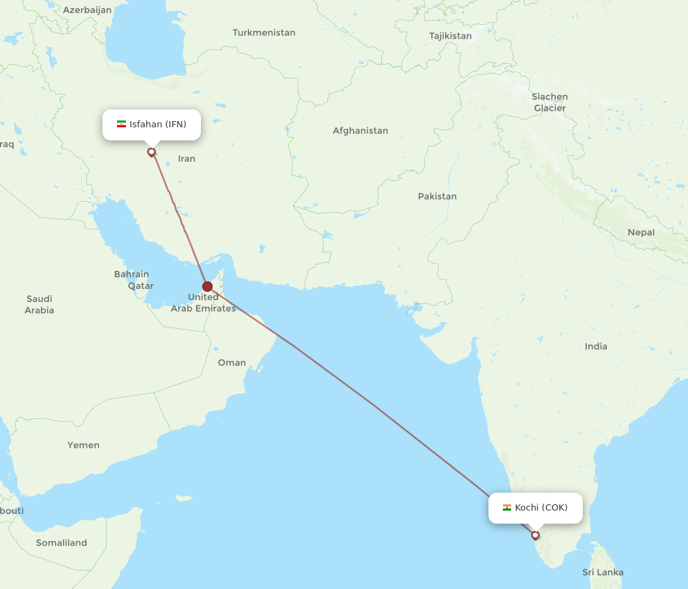 COK-IFN flight routes