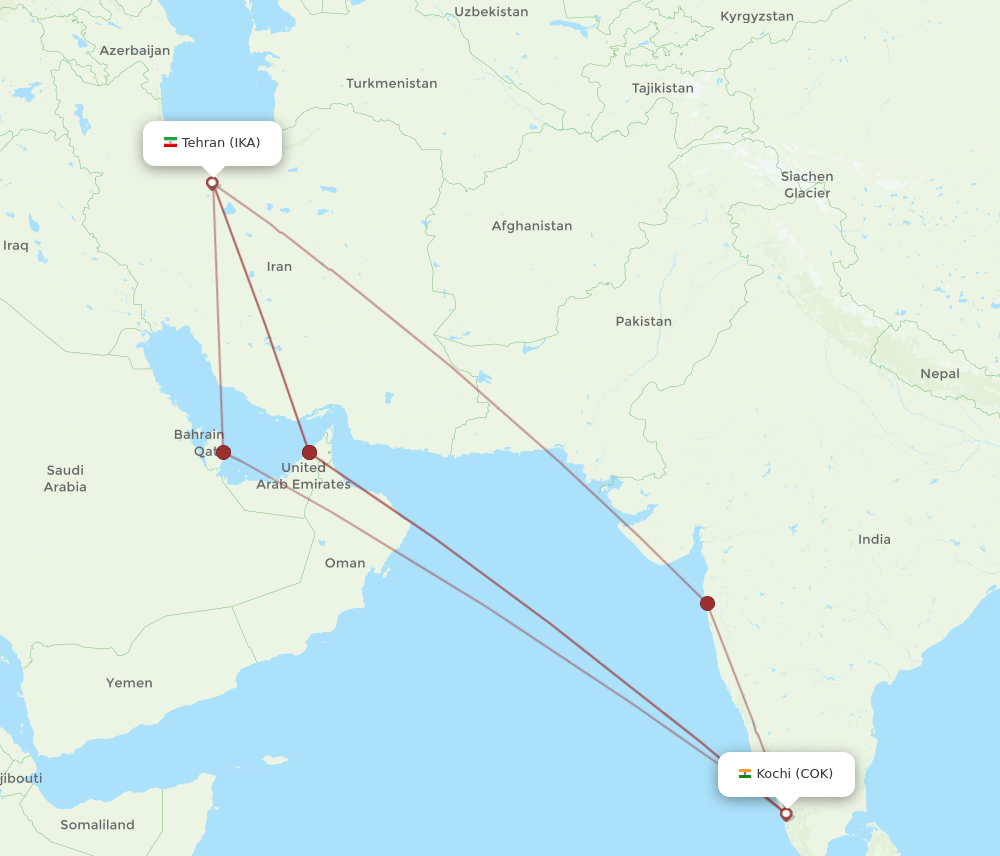 COK-IKA flight routes