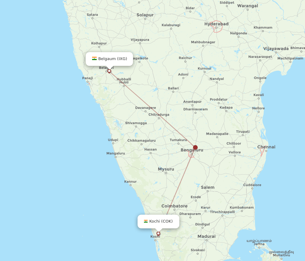 COK-IXG flight routes