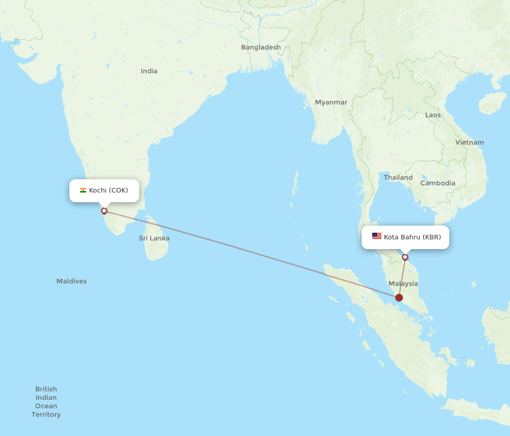 COK-KBR flight routes