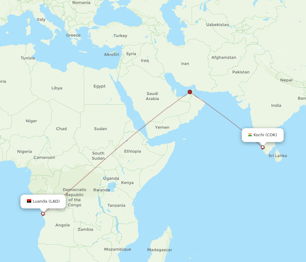 COK-LAD flight routes