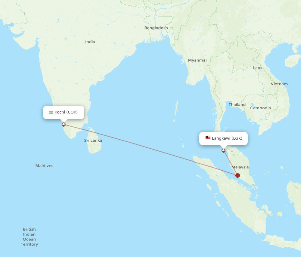 COK-LGK flight routes