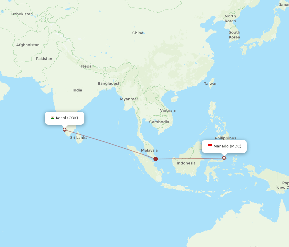 COK-MDC flight routes