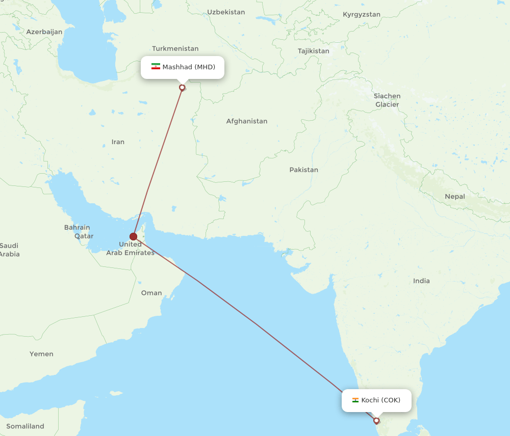 COK-MHD flight routes