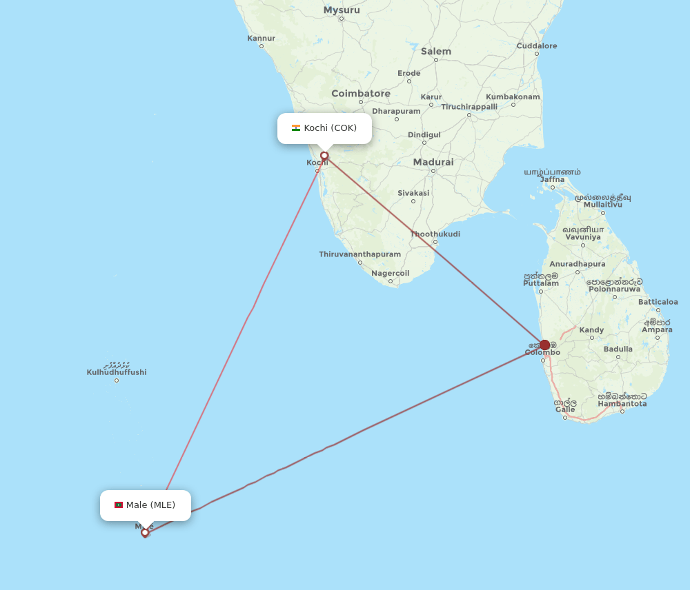 COK-MLE flight routes