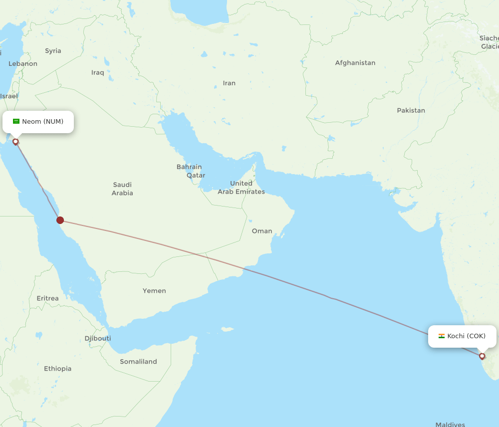 COK-NUM flight routes