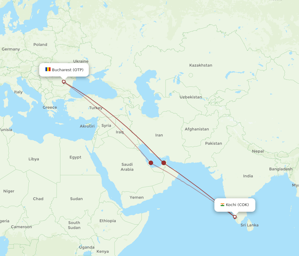 COK-OTP flight routes