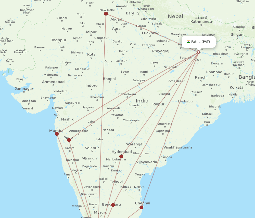COK to PAT flights and routes map