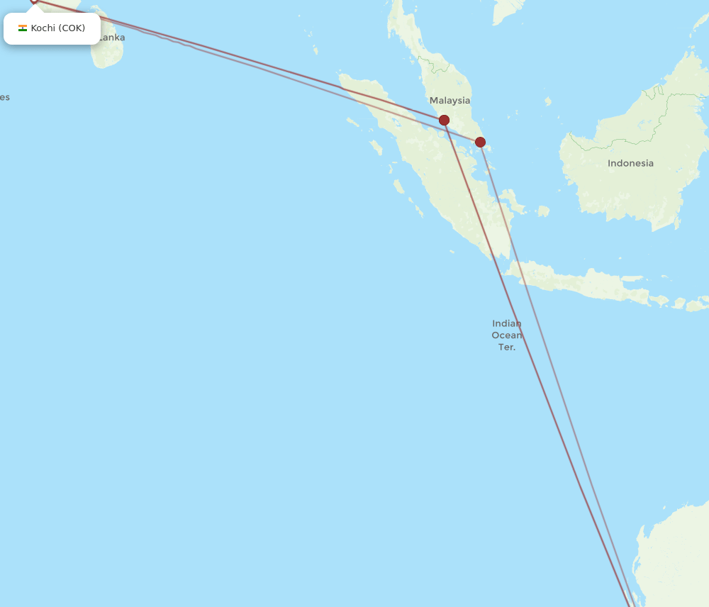 COK-PER flight routes