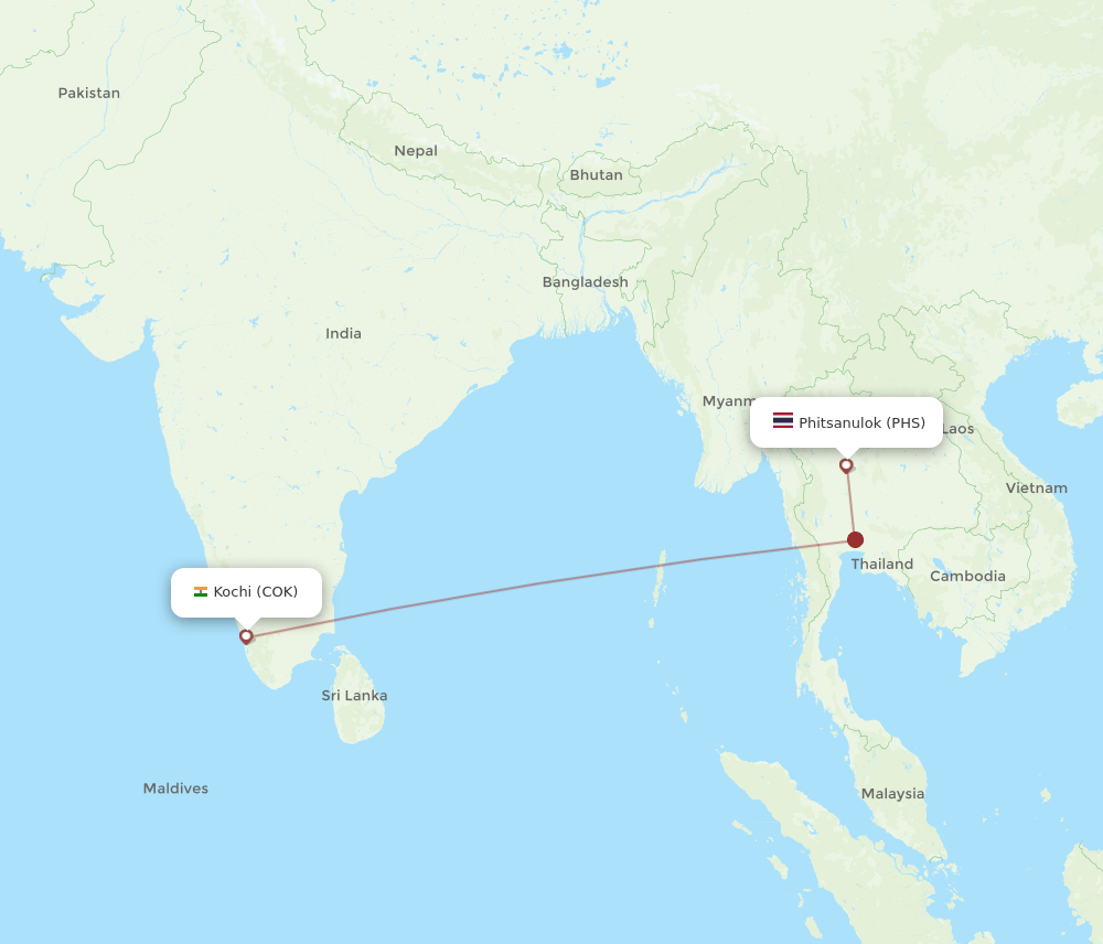 COK-PHS flight routes