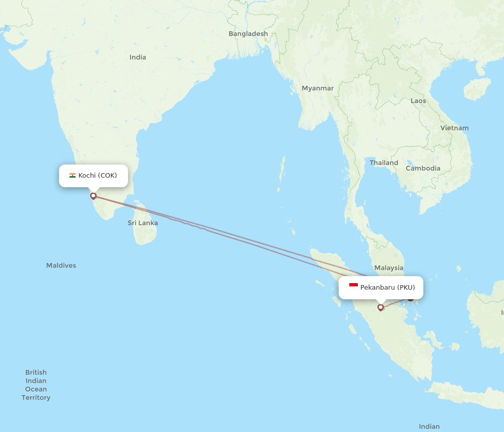 COK-PKU flight routes