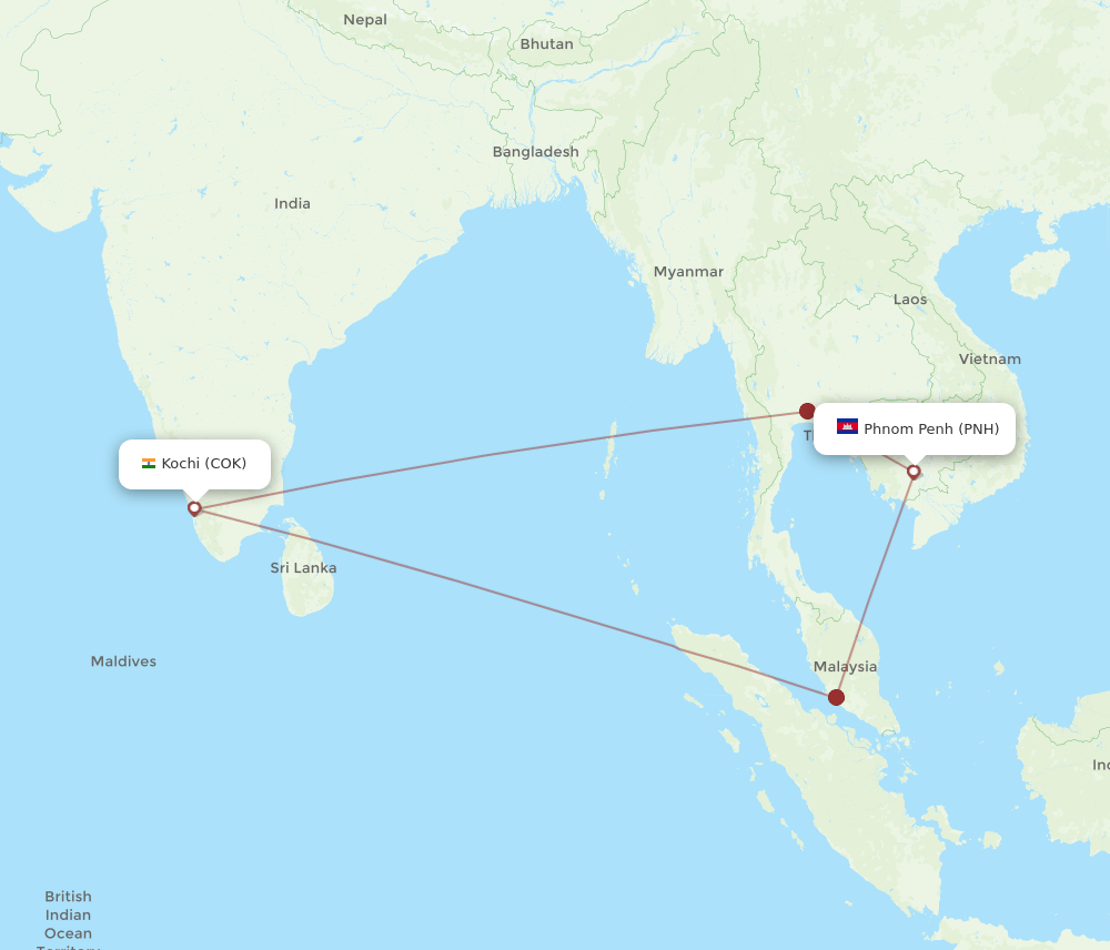 COK-PNH flight routes