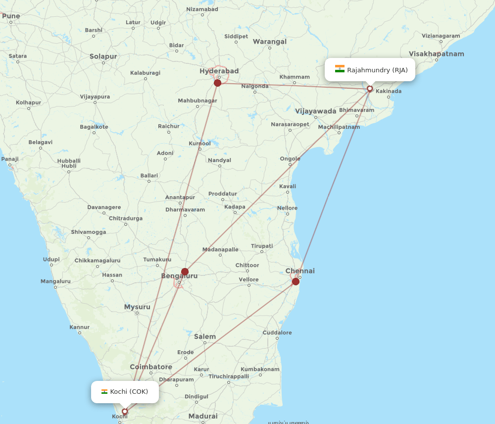 COK-RJA flight routes