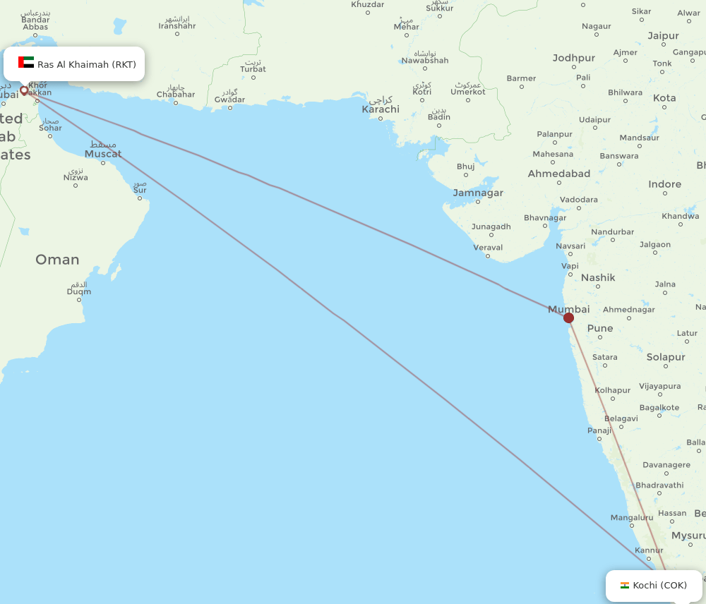 COK-RKT flight routes