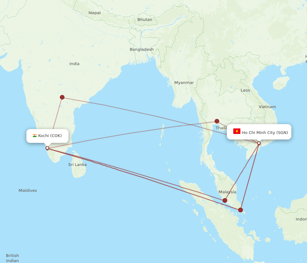 COK-SGN flight routes