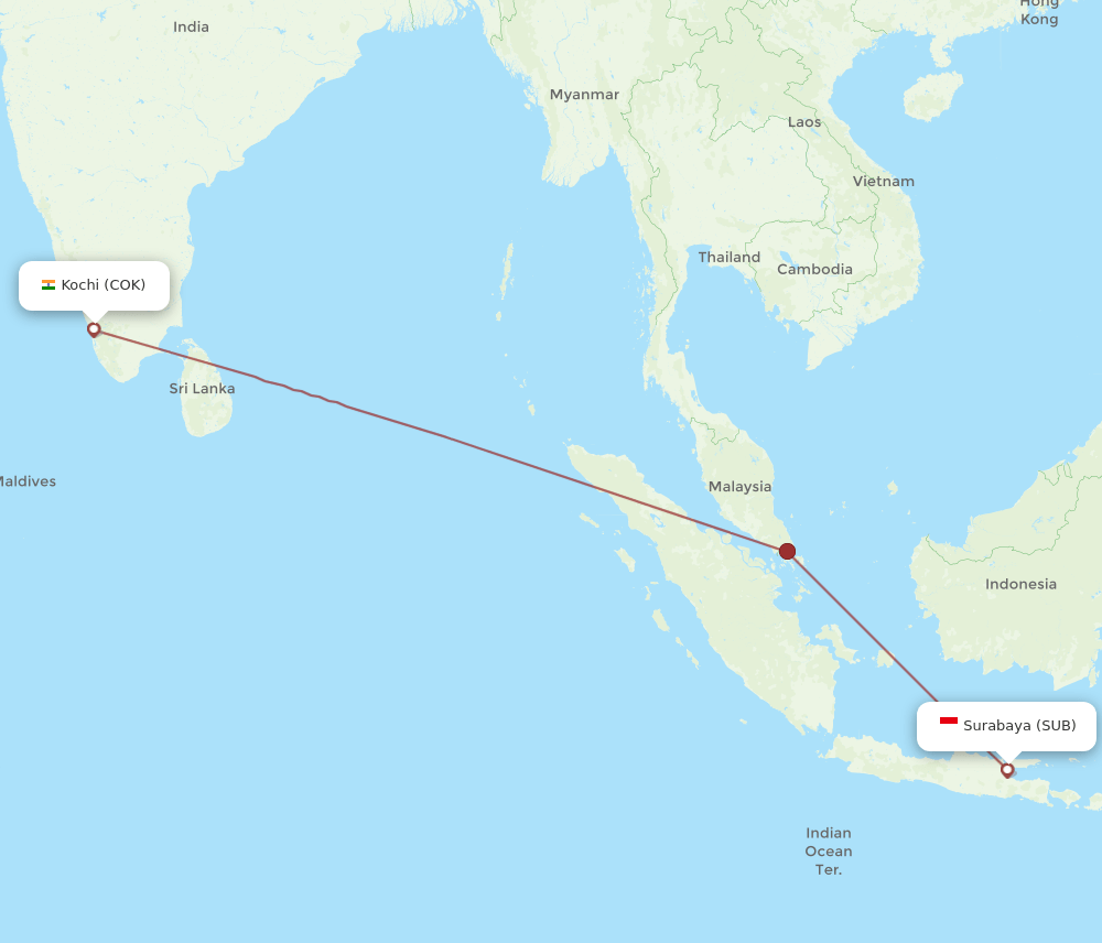 COK-SUB flight routes