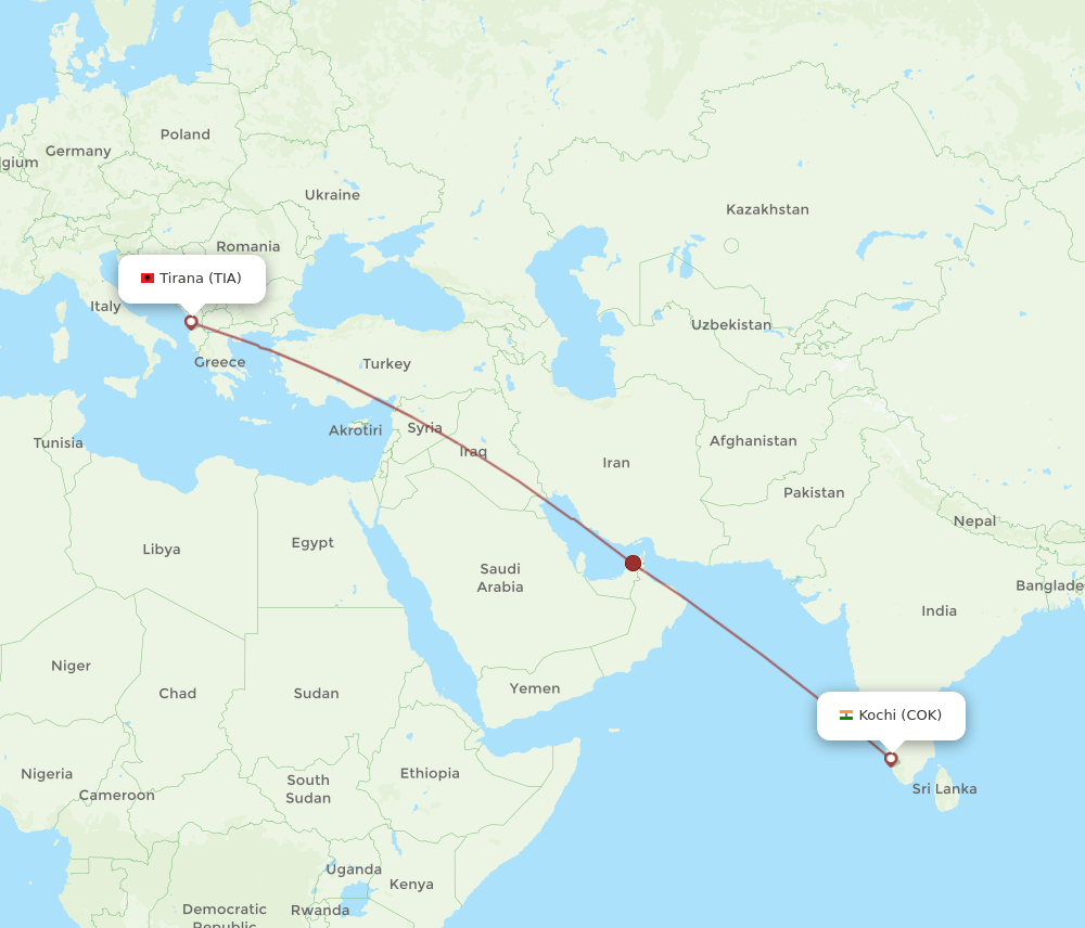 COK-TIA flight routes