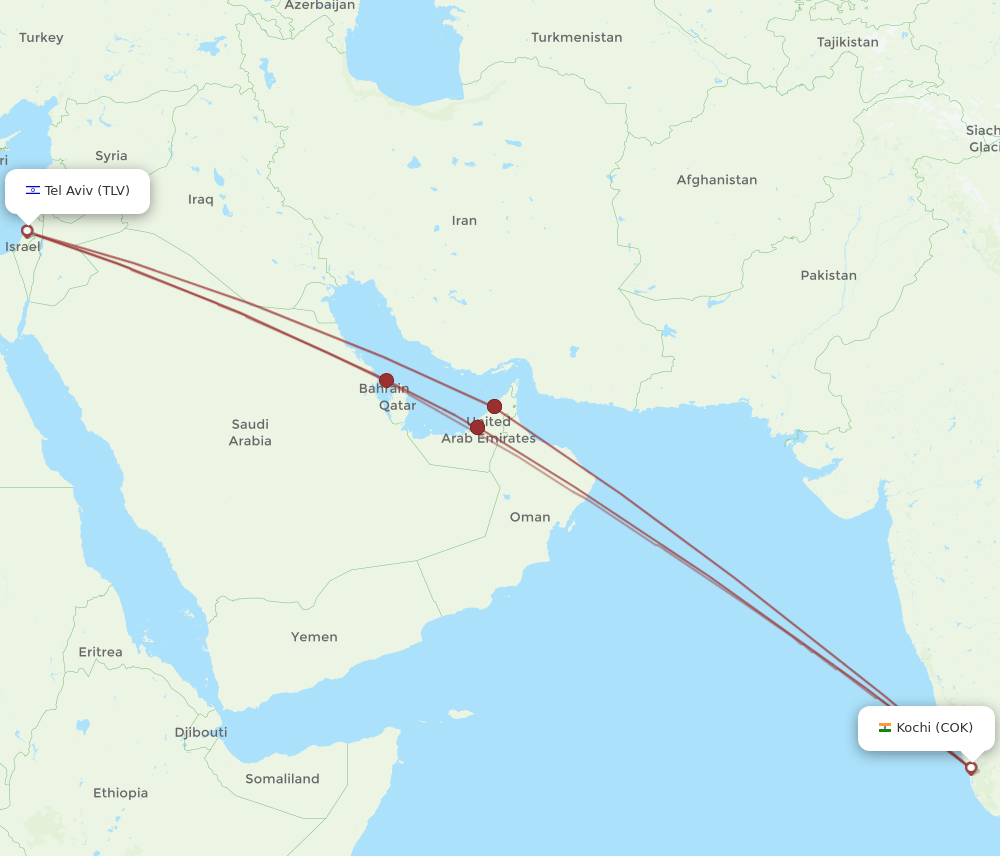 COK-TLV flight routes