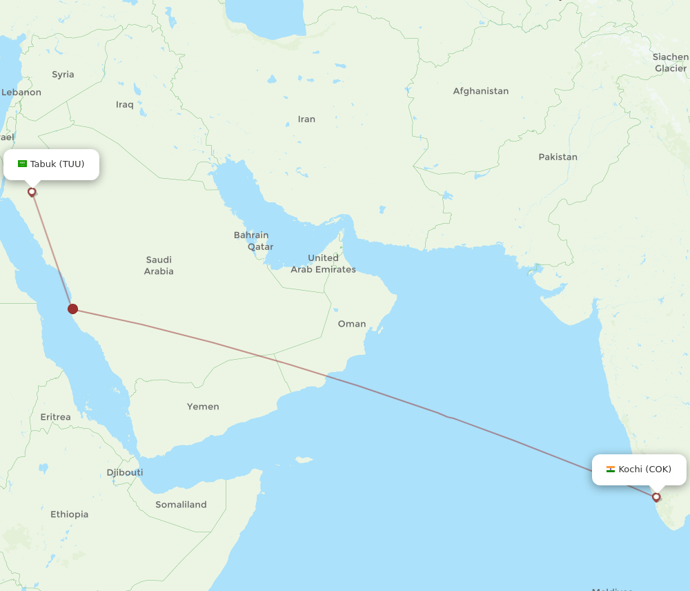COK-TUU flight routes