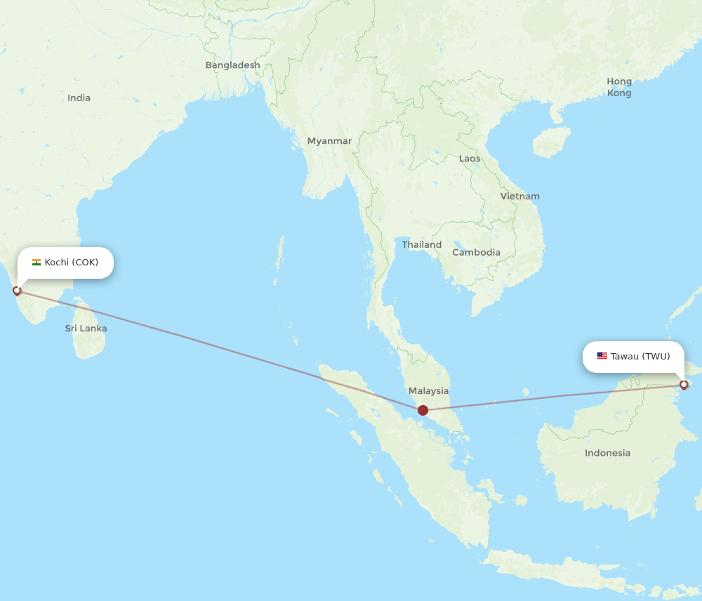 COK-TWU flight routes