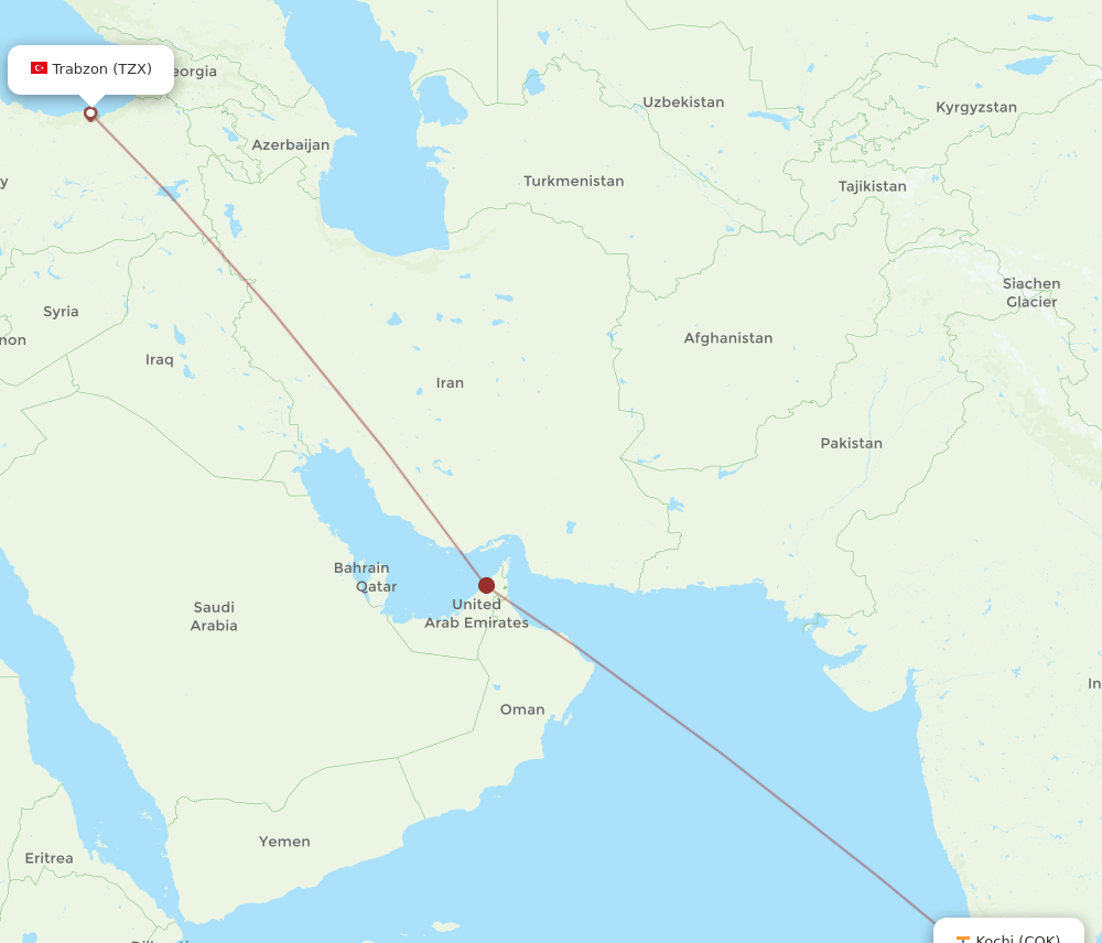 COK-TZX flight routes