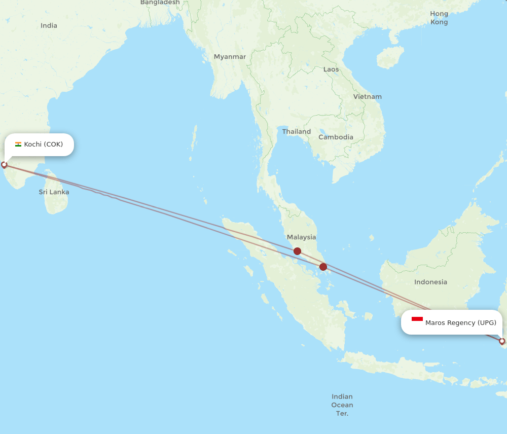 COK-UPG flight routes