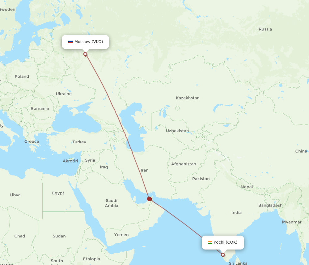 COK-VKO flight routes