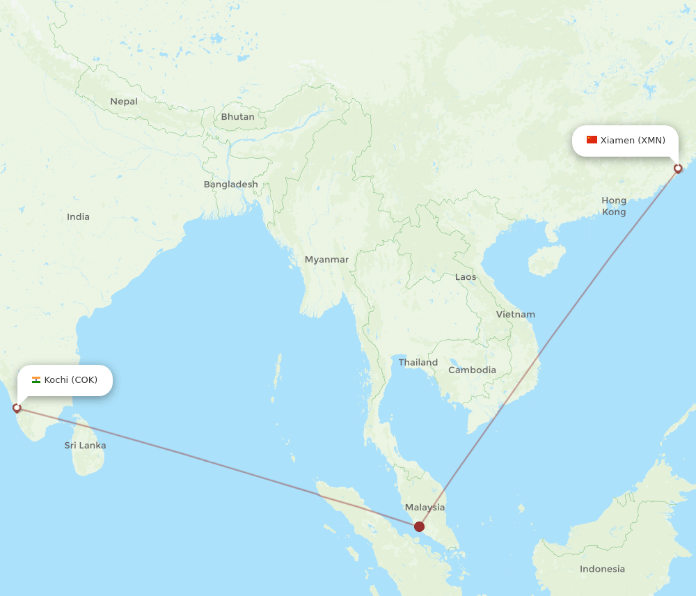 COK-XMN flight routes
