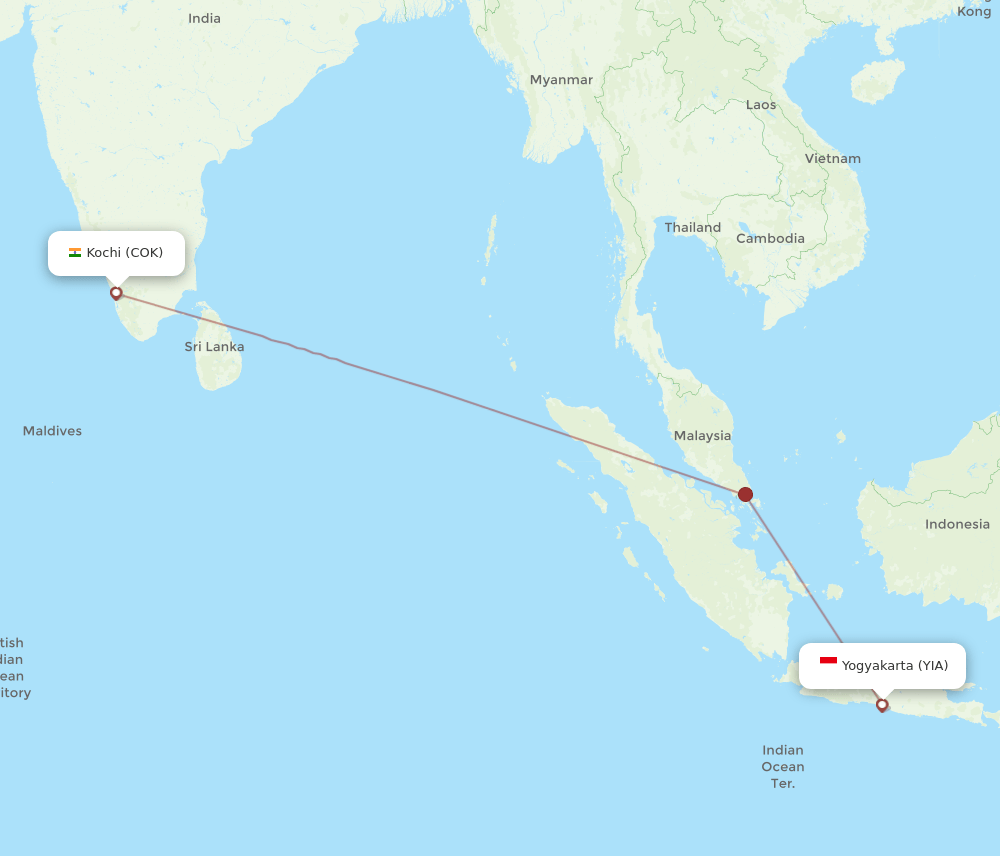 COK-YIA flight routes