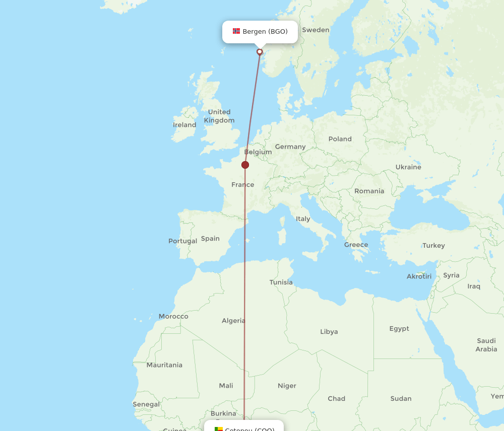 COO-BGO flight routes