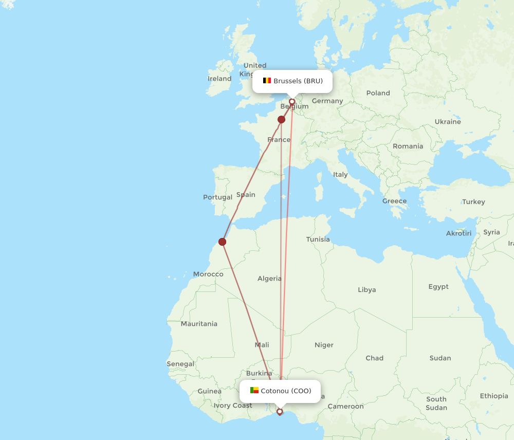 COO-BRU flight routes