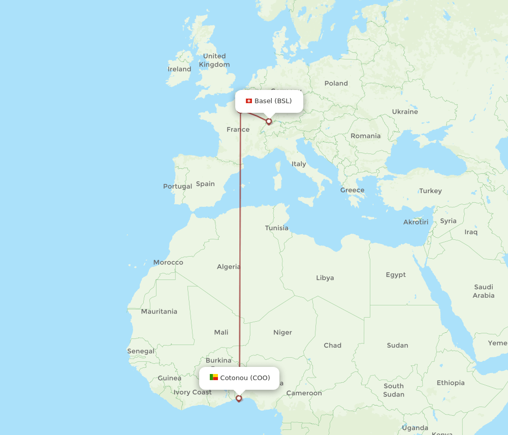 COO to BSL flights and routes map