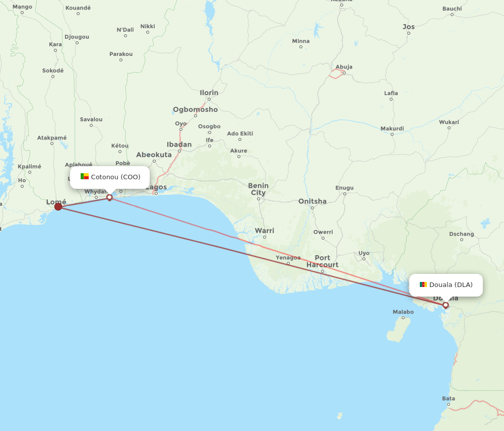 COO-DLA flight routes