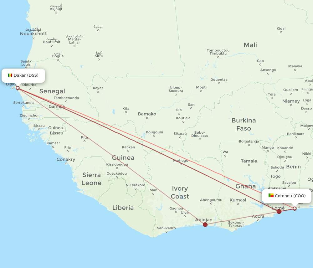 COO to DSS flights and routes map