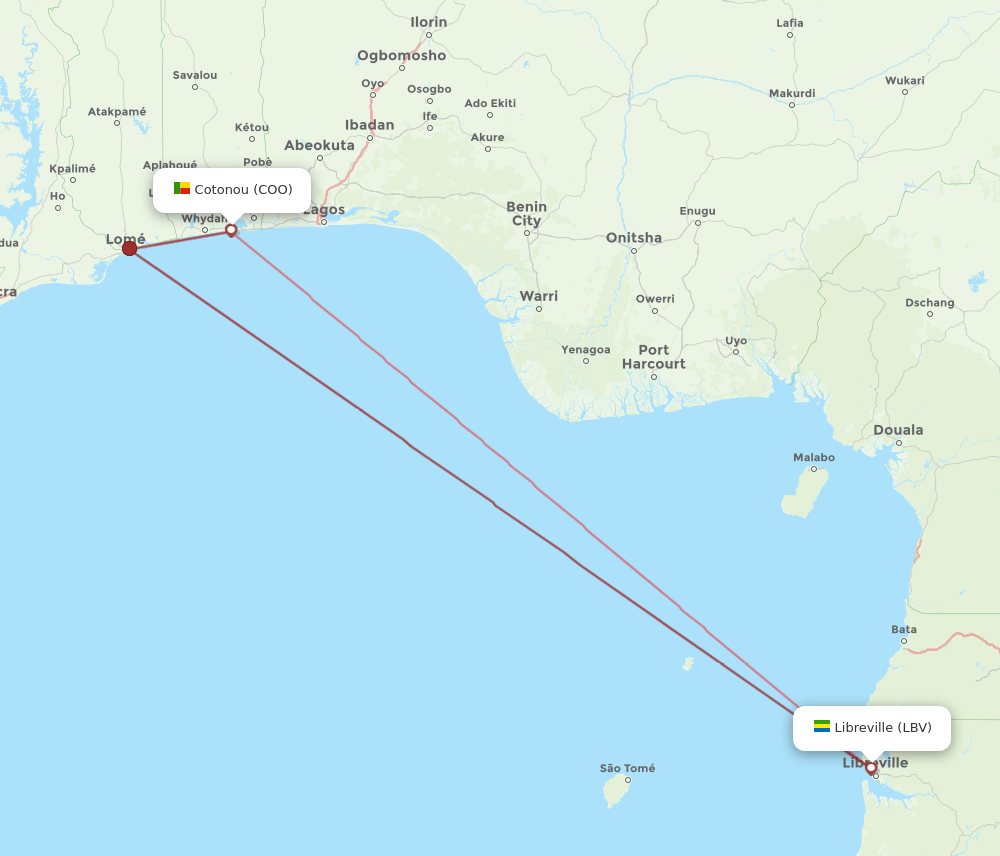 COO to LBV flights and routes map