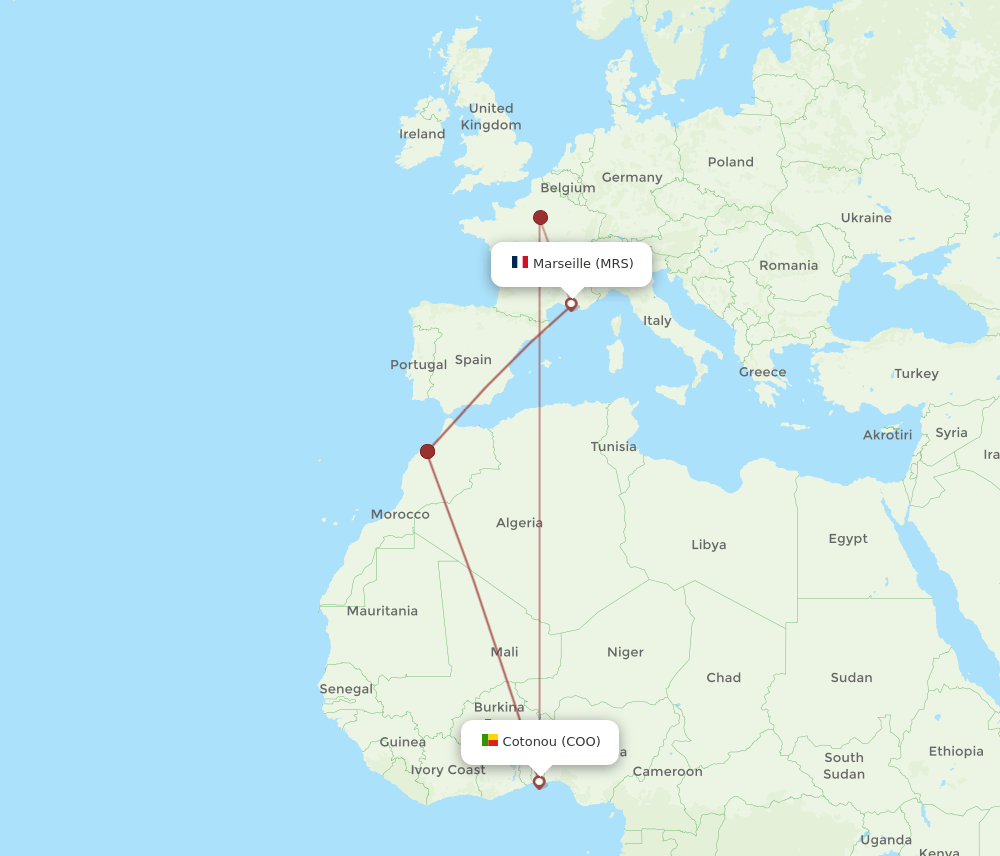 COO to MRS flights and routes map