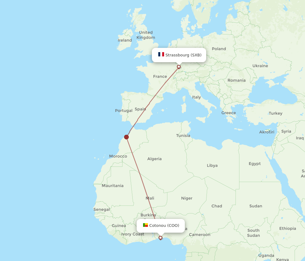 COO to SXB flights and routes map