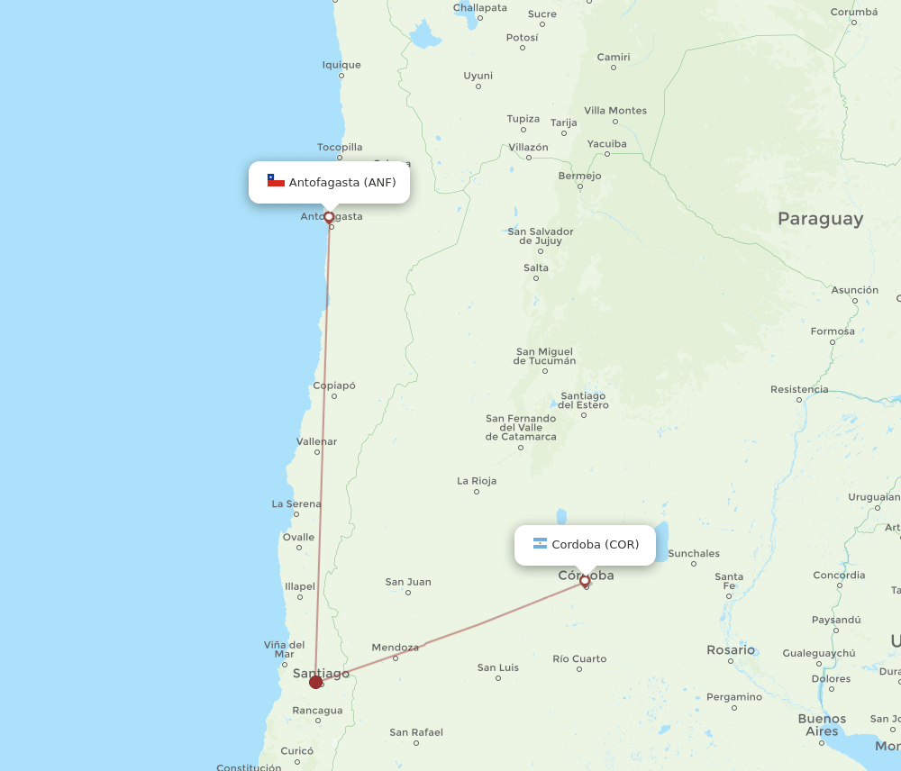 COR-ANF flight routes