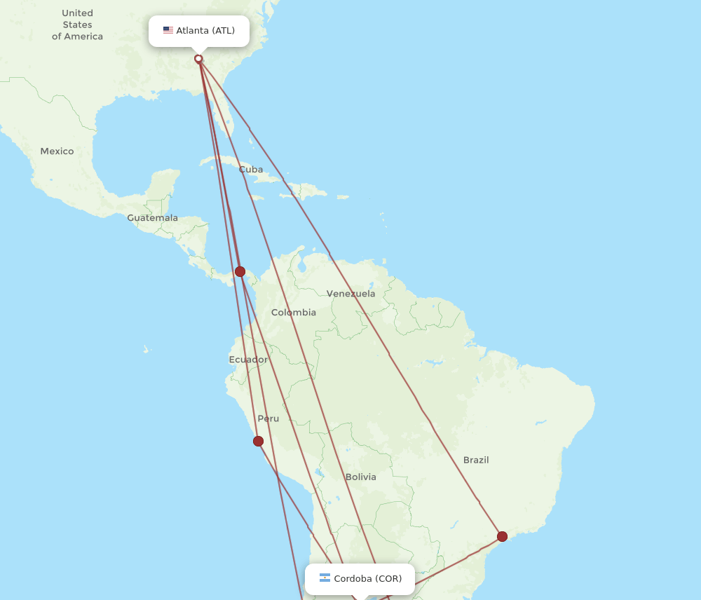 COR-ATL flight routes